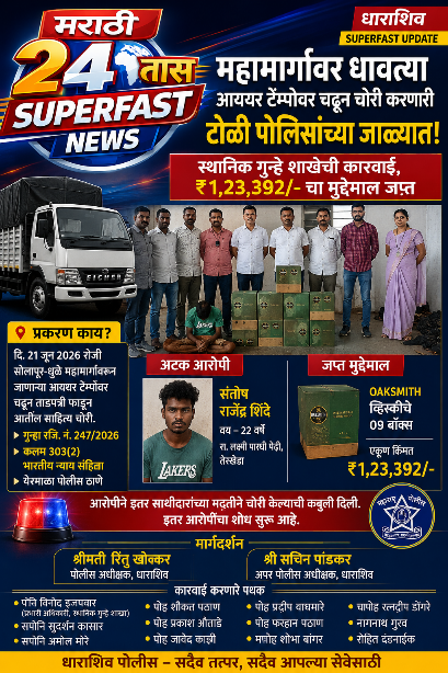 महामार्गावर धावत्या आयशर टेम्पोवर चढून चोरी करणारी टोळी पोलिसांच्या जाळ्यात; स्थानिक गुन्हे शाखेची कारवाई, १ लाख २३ हजारांचा मुद्देमाल जप्त